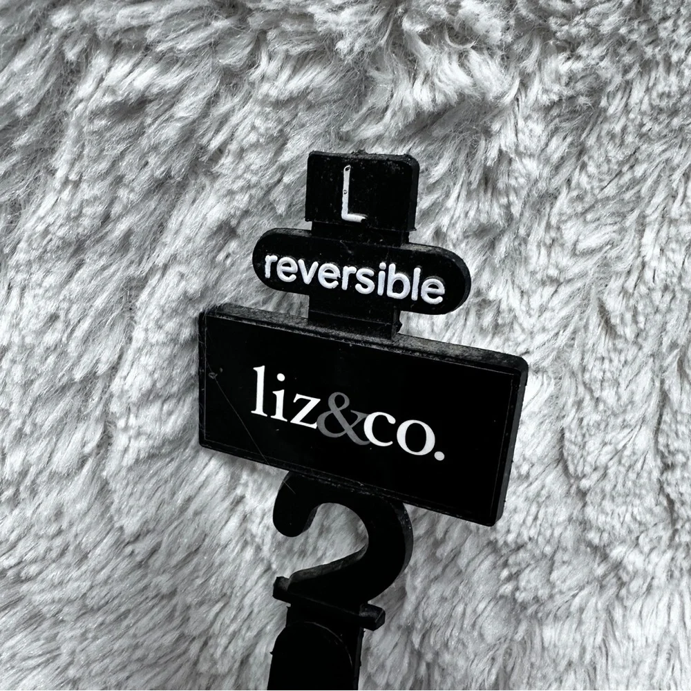 Liz & Co. Brown and Black Leather Reversible Skinny Belt, Gold & Silver  L, NWT